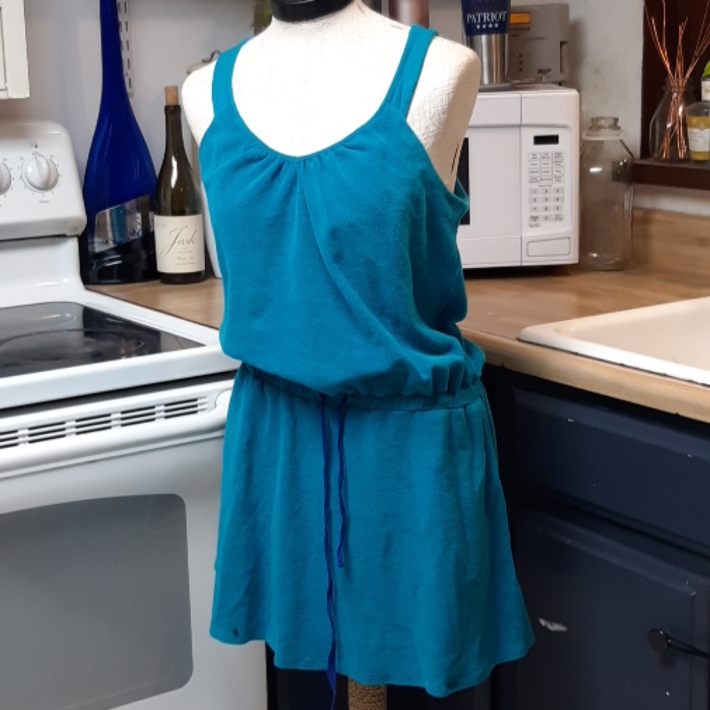 Terry Cloth Sz Medium Teal Blue Sleepwear Loungewear pajamas Bathing suit cover